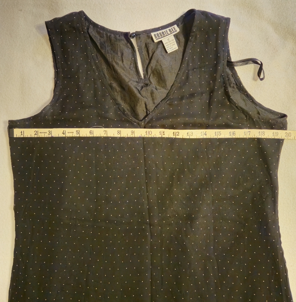Robbie Bee 100% Silk Black Polkadot Sleeveless Dress - Picture 5 of 10